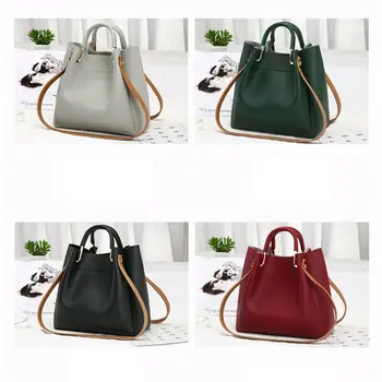 

Fashion Ladies Bucket Handbag Shoulder Bags Tote Purse PU Leather Women Messenger Hobo Bag New