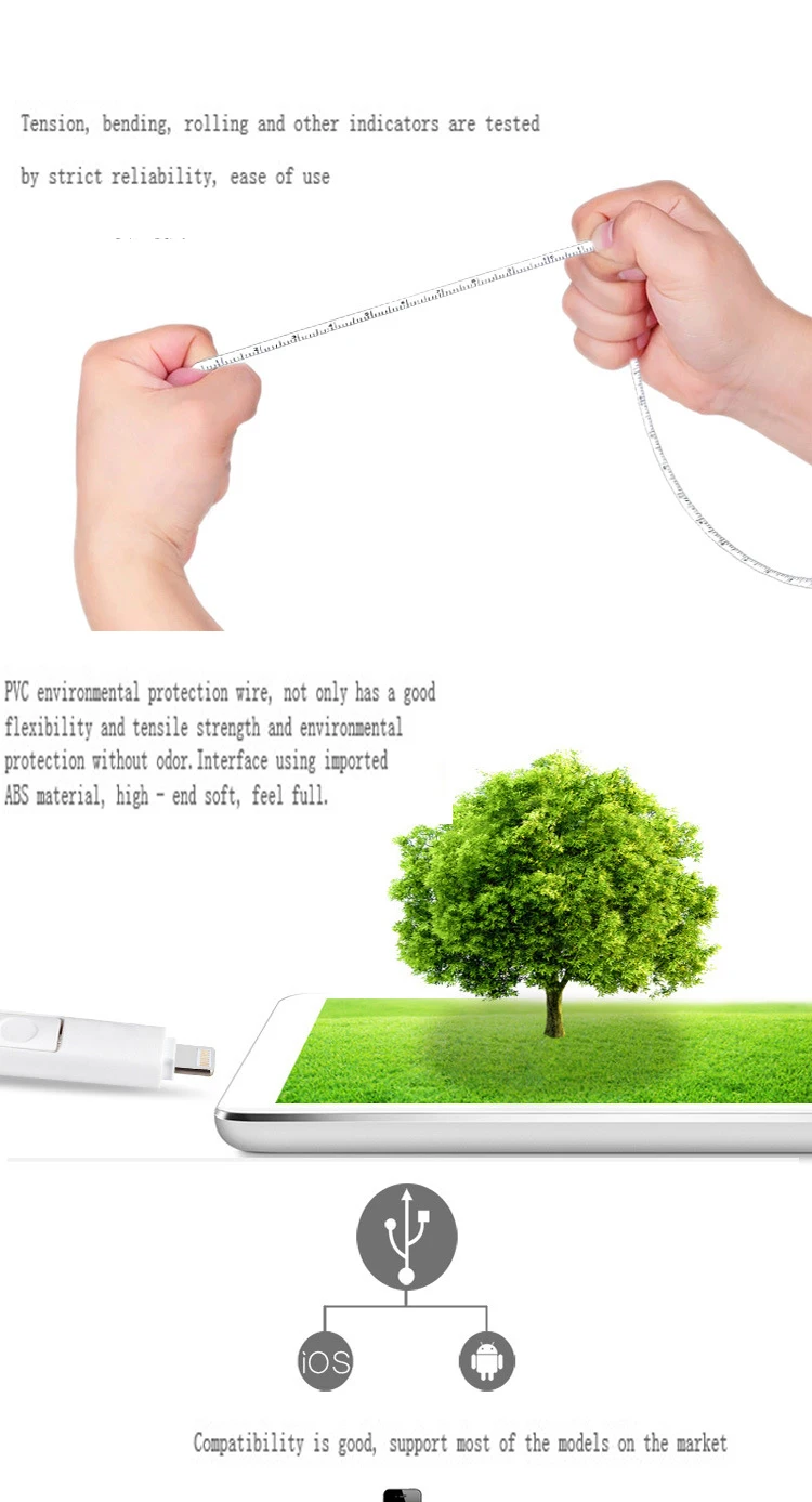 2 in 1 Ruler Cable Retractable Tape Measure Style Micro USB Data Charge Cable for iPhone iPad Samsung Android 4 Colors Available_10