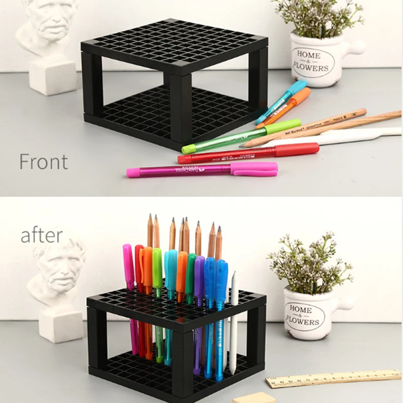 96 Holes Paint Brush Pen Holder Stand Brush Pencil Storage Rack Organizer Square Painting Supplies Drawing School Supplies (2)