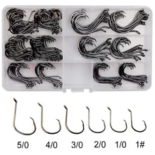 180 шт./кор. 7384 сильное смещение таможни Спорт Круг крючки Sharp черный высокоуглеродистой Сталь Осьминог рыболовные крючки Размеры:#1-5/0