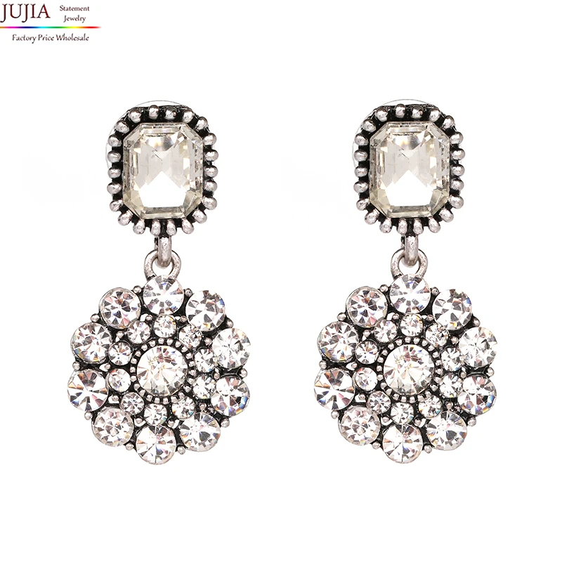 

JUJIA Good quality New arrive 2019 Trend fashion women simple small crystal vintage statement Earrings for women jewelry