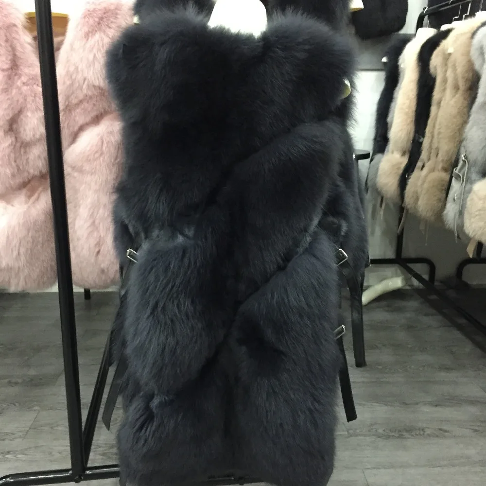 Perfect SQXR FUR Real Fox Fur Vest Women  New Fashion Genuine Fox Fur Coat Gilet  Jacket Winter with mink fur vest 22