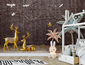 

Photo Wallpaper Modern Customize Gold Wall paper For Kids Room animal 3D Wallpaper Murals Background Wall