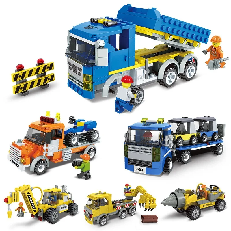 

City Engineering Series Building Blocks Toys Construction Vehicles Children Educational Blocks Toys Cars Boys