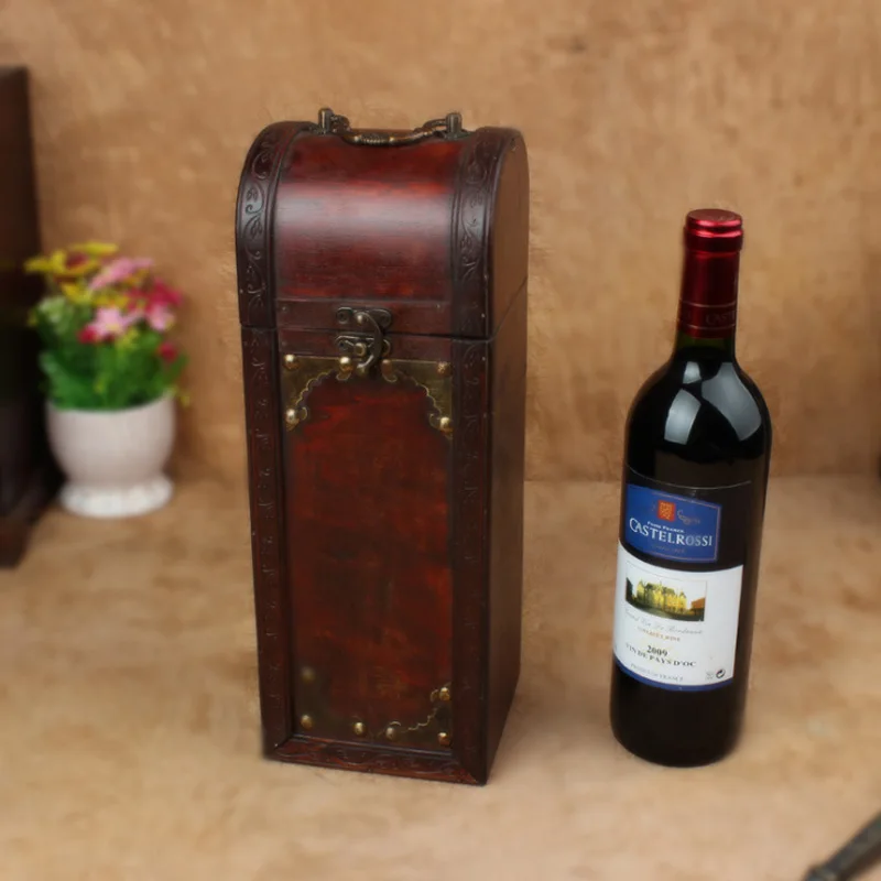 Старый Стиль коробка для хранения вина деревянный ящик для хранения один 1 вина случай Подарочная коробка