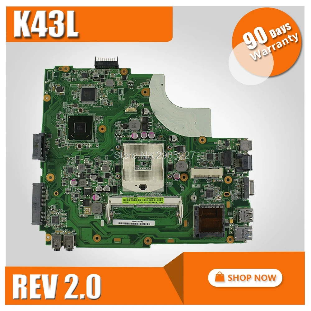 

K43L Motherboard Rev:2.0 DDR3 HM65 For ASUS X44H X84H K84L K43L Laptop motherboard K43L Mainboard K43L Motherboard test 100% OK