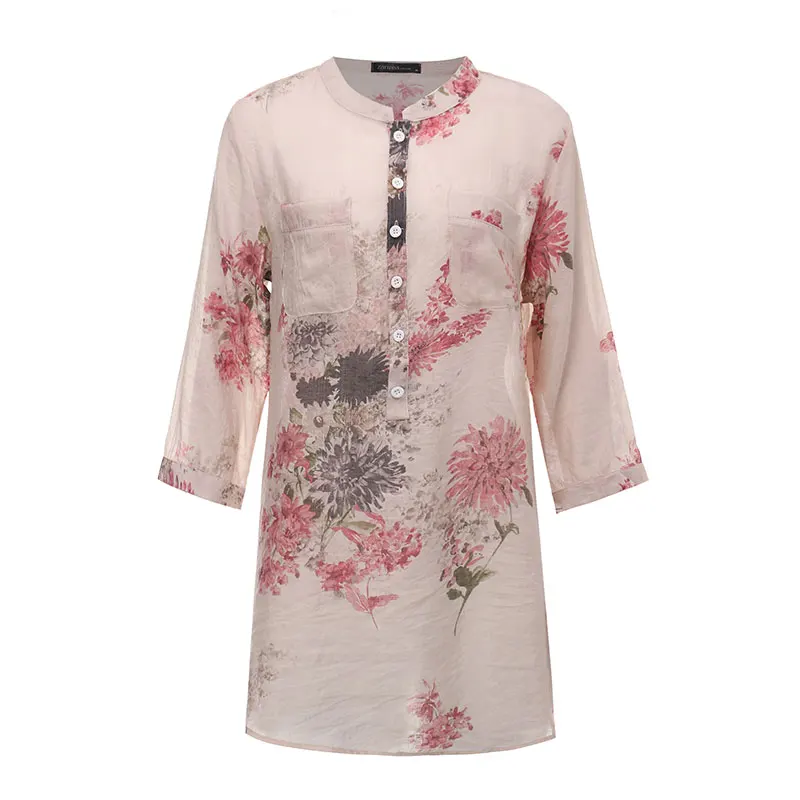 ZANZEA 2016 Blusas Femininas Женщины Моды Случайные Старинные Цветочные Печатные Длинные