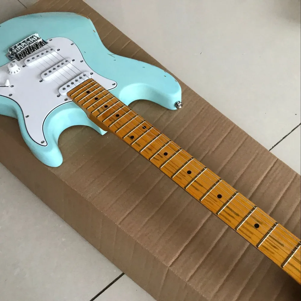 Nueva guitarra eléctrica estándar ST, handwork gitaar 6 cuerdas, guitarra digitalizadora stratocaster Maple, fotos reales,