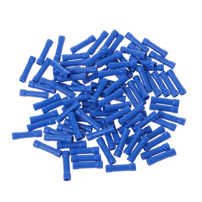 

100 Pcs Electrical Straight Butt Connectors Terminal Crimp Cable Red/Blue/Yellow #20/19W