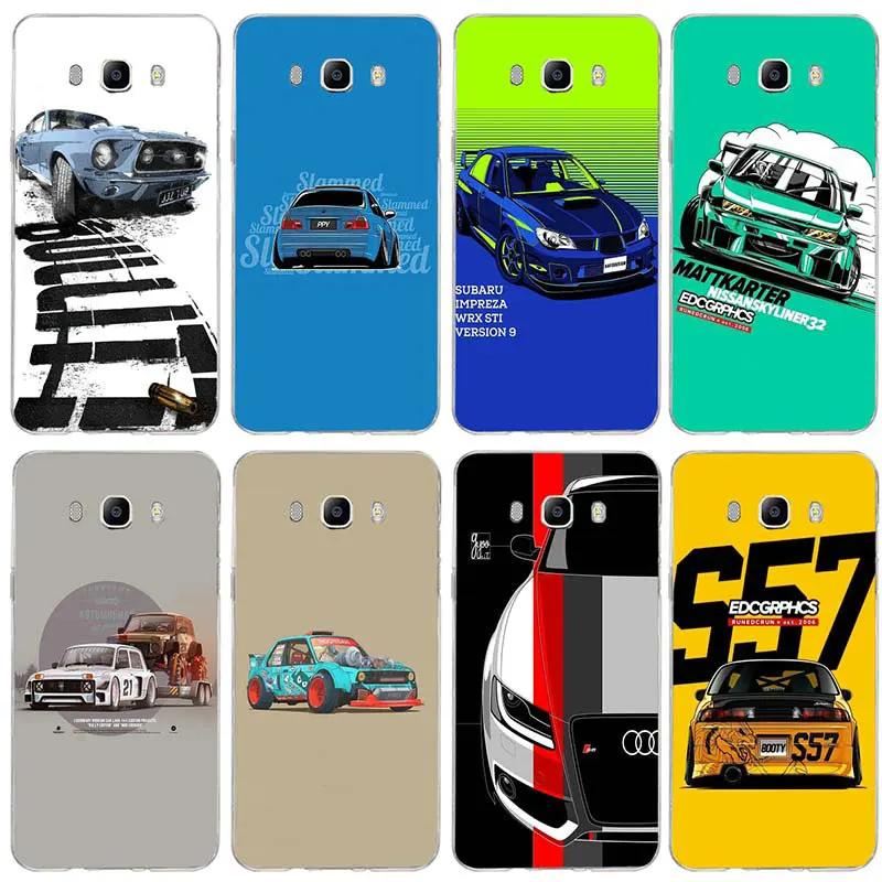 

Phone Case for Samsung Galaxy A3 A5 A7 J1 J2 J3 J4 J6 J5 J7 J8 2016 2017 2018 Soft Silicone Case Cartoon JDM Car S57 Supercar