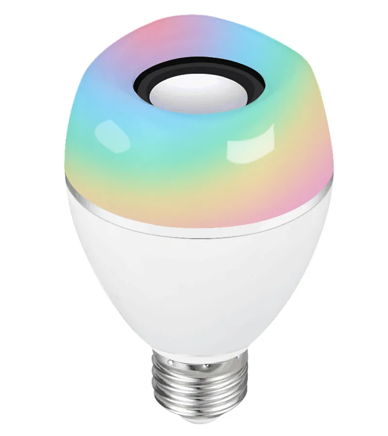 E27 8 Вт смарт Беспроводной Bluetooth Динамик лампы работы в режиме воспроизведения музыки RGB белый Диммируемый Светодиодный лампа светильник с лампой 24-кнопочный пульт дистанционного управления - Испускаемый цвет: color as picture