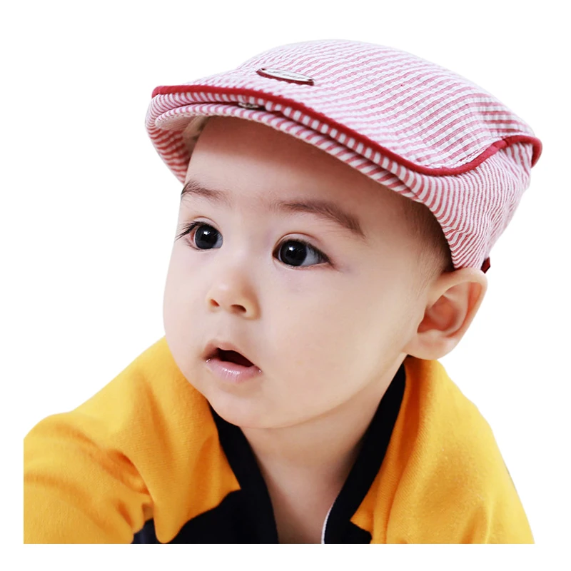 ABWE Pink Cute Baby Infant Boy Girl Stripe Beret Cap Peaked Baseball