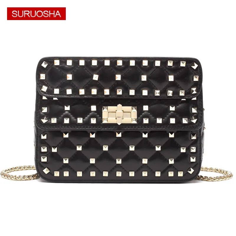 Créateur À Dames Pink 100 Sacs De Marque Réel xn0008 Chaînes Black Sac Khaki Bandoulière Peau Femmes xn0008 Xn0008 xn0008 Plaid Luxe Main Des Rivets xn0008 Mouton En Cuir Red Green 4AdwKwqxYZ