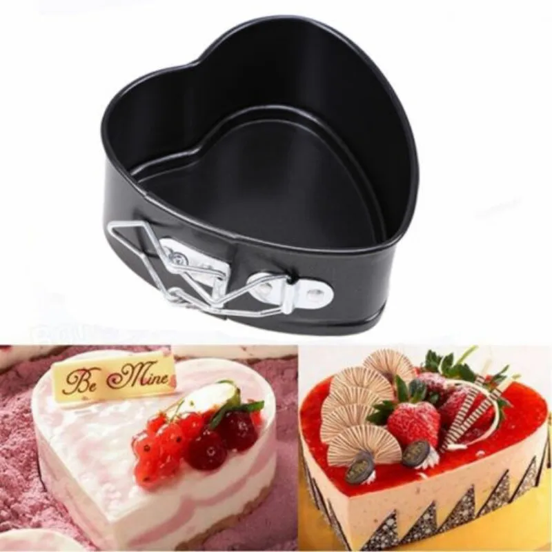 

WHISM 4 Inch Non-stick Cake Pan Heart Shape Baking Mold Carbon Steel Springform Bakeware Removable Bottom Cake Mold Kitchen Tool