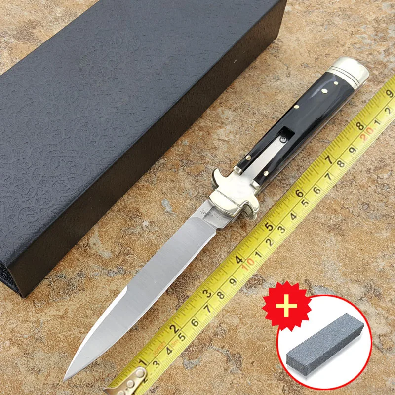 

Voltron INCH Acrylic handle Italian Godfather Stiletto D2 steel blade survival outdoor camping knives Plus model