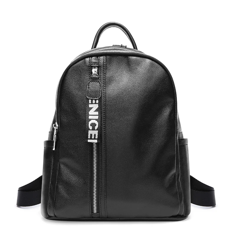 

Women's Korean fashion leather backpack New large-capacity college wind backpack Vertical section leather travel backpack