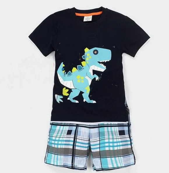 Летние Детские пижамные комплекты Пижама для девочек и мальчиков Пижама с короткими рукавами хлопковый костюм Детская Ночная рубашка пижамы Z89