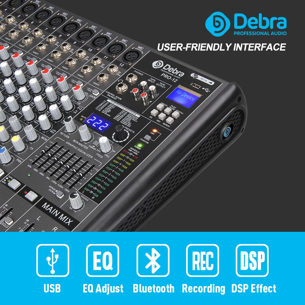 Профессиональный Debra Audio PRO 12 каналов с 256 DSP звуковыми эффектами Bluetooth студийный