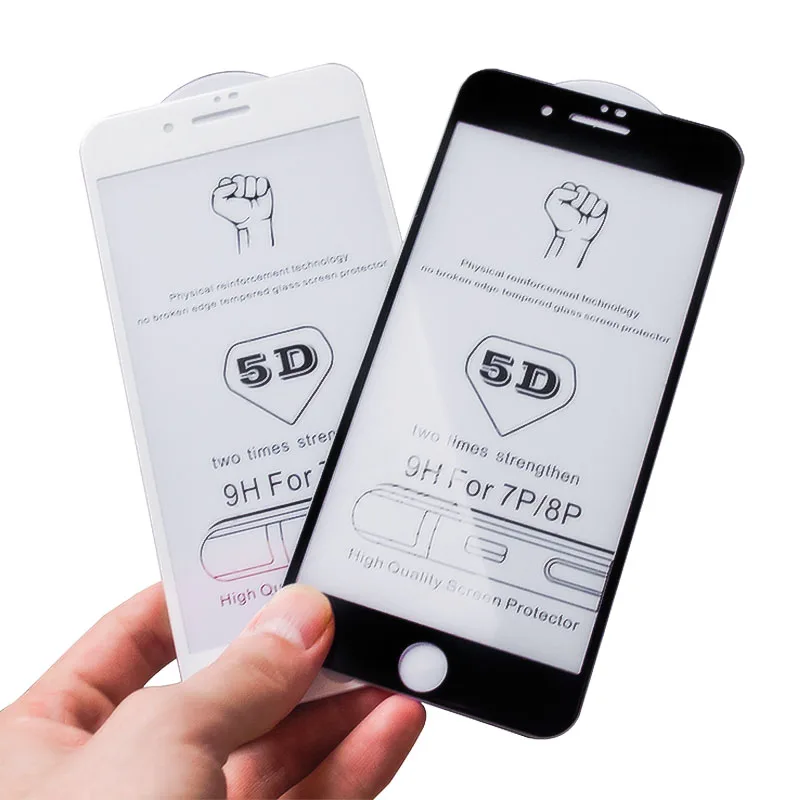 NYFundas For iPhone 7 Tempered Glass 5D Full Cover Screen Protector Film For iPhone XS X S 8 Plus 6 6S verre tremp Protection 3D