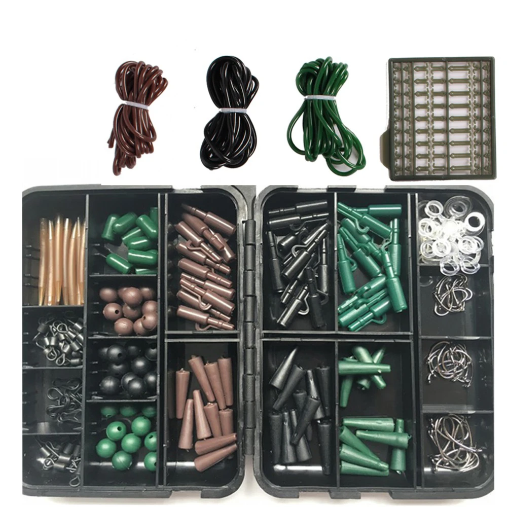DONQL Tackle Boxes for Hair Rig Combo box Hooks Rubber Tubes Swivels