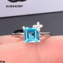 Kjjeaxcmy Fine Jewelry сложные Природный Топаз Кольцо стерлингового серебра 925 пробы эльфы жить на Синий пальцев