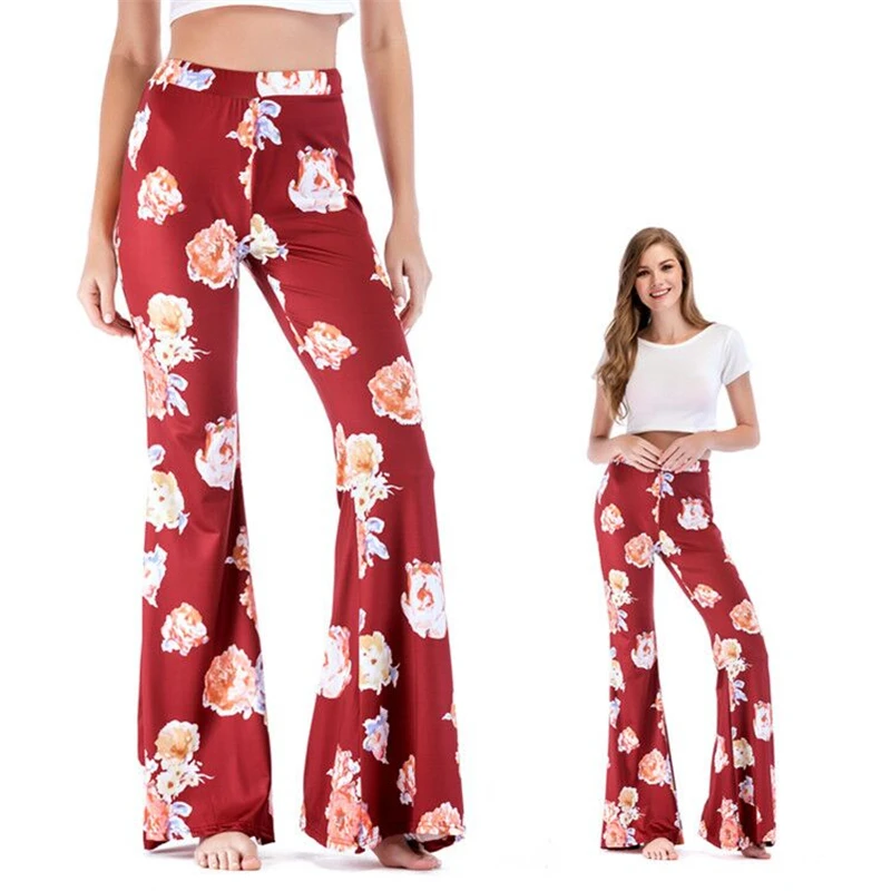 

Multi Colors 2019 Sleep Bottoms Women Floral Print Pants Home Trousers Fashion Bell-bottomed Pajama Pants Female Sleeping Pyjama