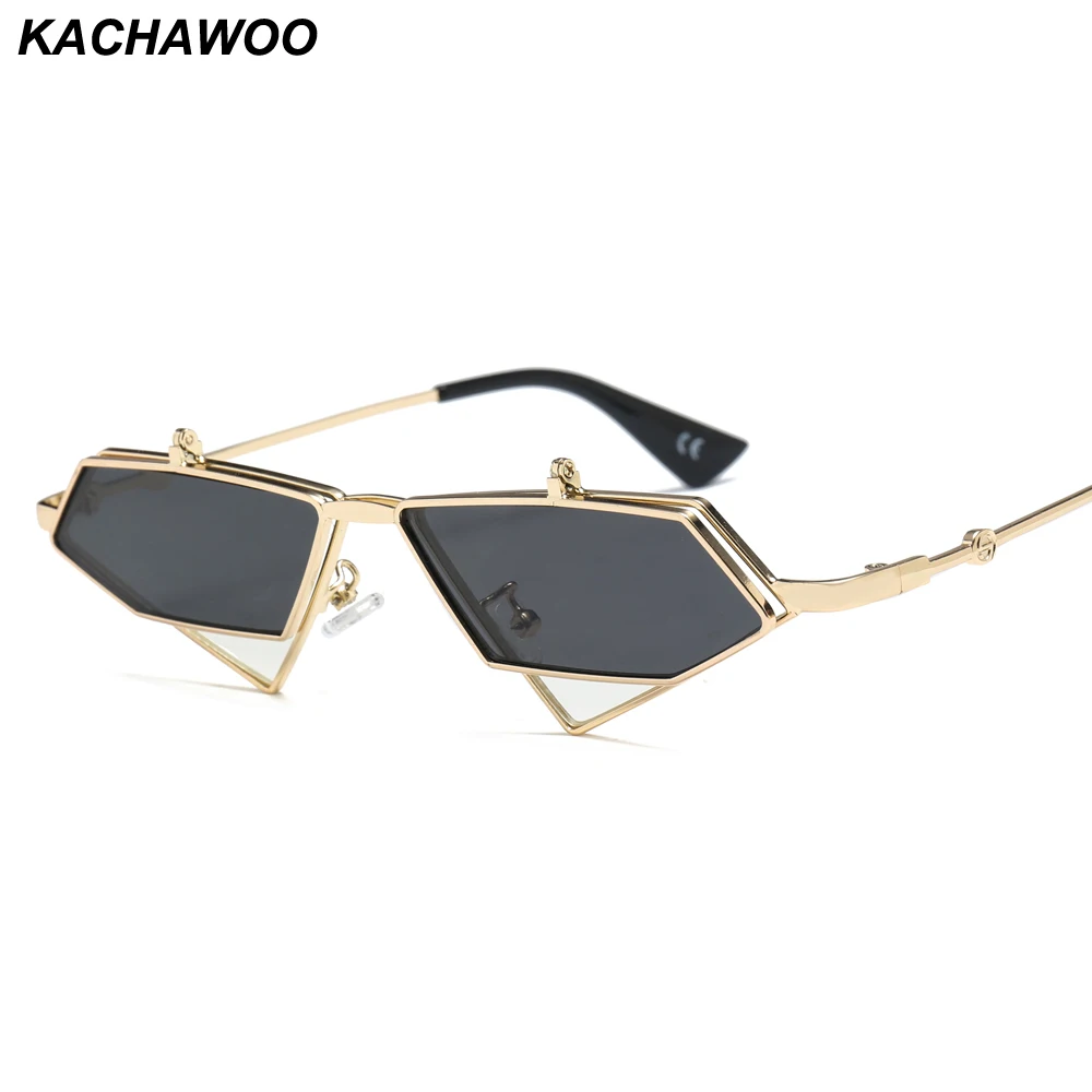 

Kachawoo flip up sunglasses men punk style red blue triangle metal vintage sun glasses for women travel accessories
