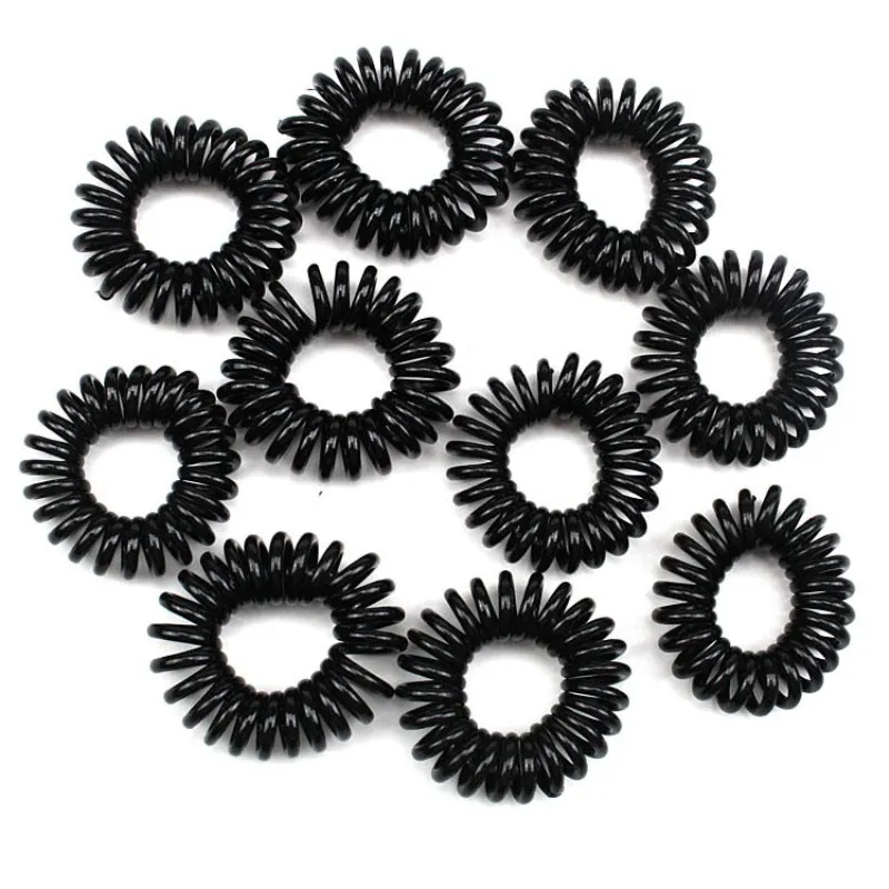 

5PCS/LOT Elastic Black Hair Rope For Women Girls Telephone Wire Wedding Hair Accessories Rubber Band Headwear Spiral Shape Tiara