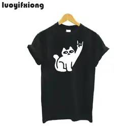 Женская футболка летние милые кошки, как металлический принт, забавная футболка Femme с коротким рукавом для хипстера, футболка Женские топы
