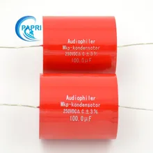 2PCS 100UF250VDC DIY HIFI audio grade Audiophiler Axial MKP capacitor for guitar amps