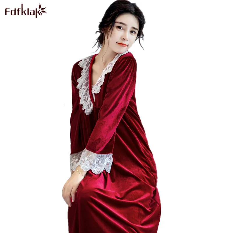 Женская ночная рубашка с длинным рукавом и V образным вырезом|nightgowns women|womans long sleeve