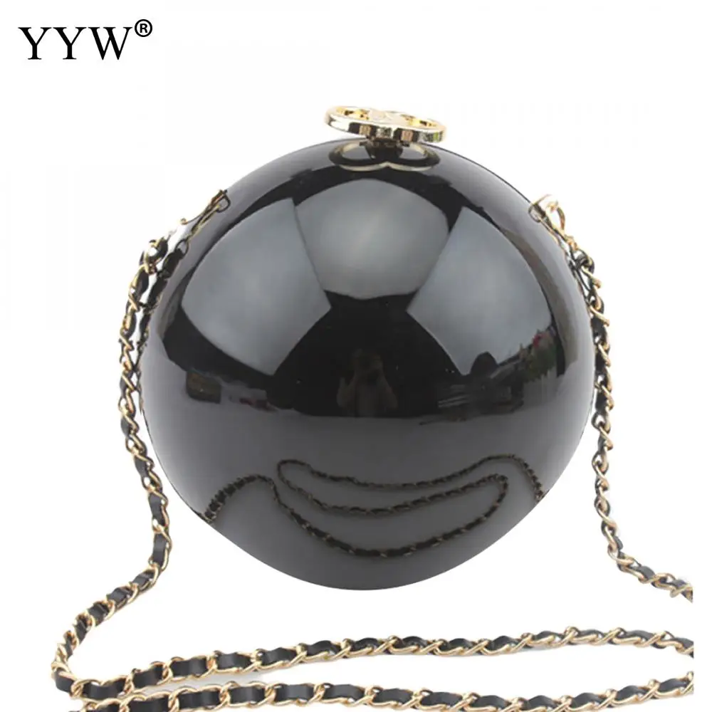 Acrylic Ball Women Evening Shoulder Bag Gold White Round Clutch Evening Ladies Luxury Wedding ...