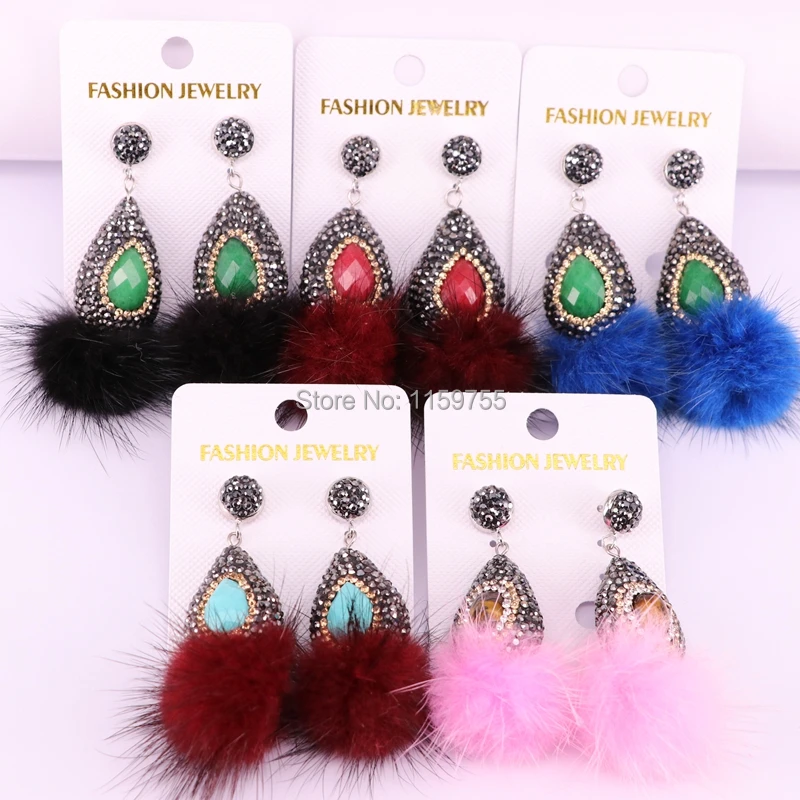 Beautiful 3Pair Crystal rhinestone pave drop stone earrings with soft