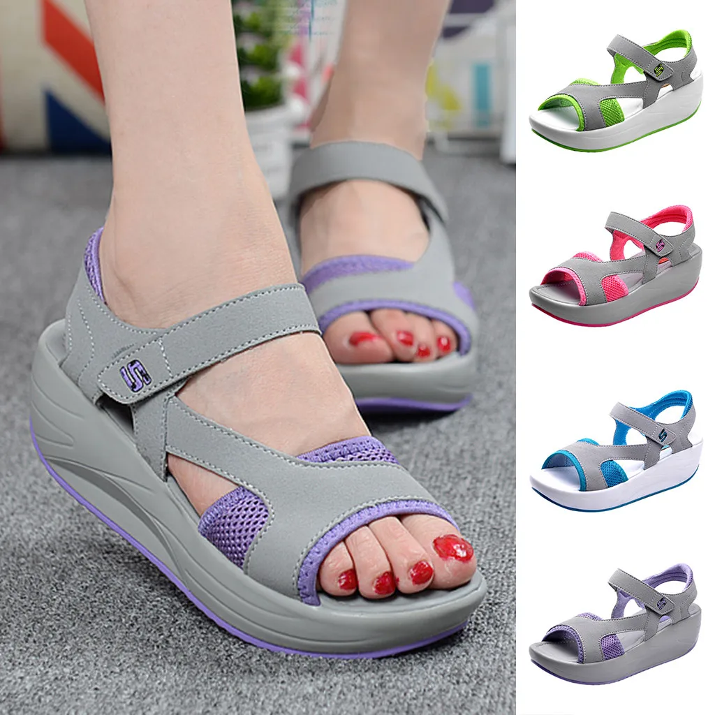 

Women's Fashion Casual Peep Toe Breathable Mesh Air Thick Bottom Sandals Sport Shoes running shoes Jogging sneakers comfy sandal