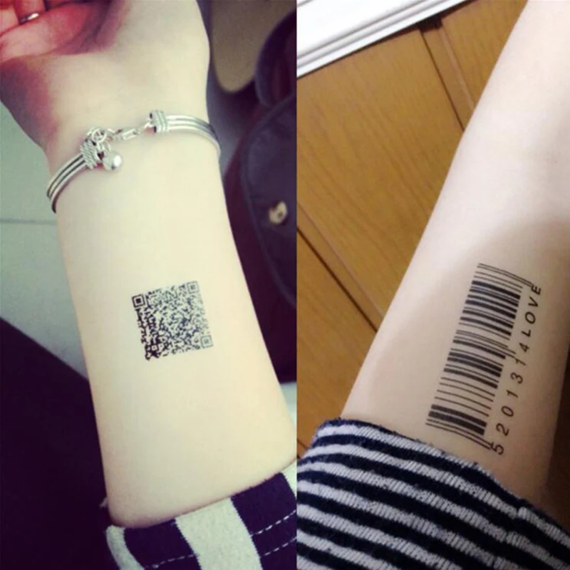 

Two - dimensional Code Striped Code Bar Code WaterproofSimulation Tattoo Stickers Men and Women False Tattoo Stickers
