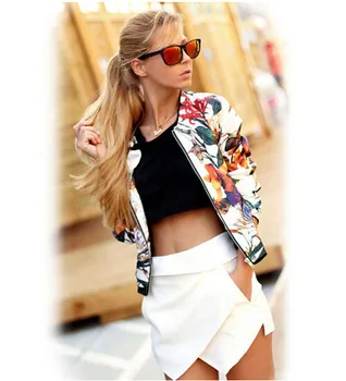 

Vintage Flower Floral Print Jacket Women Basic Coats Long Sleeve Top Streetwear Zipper Casual Outwear Autumn 2018
