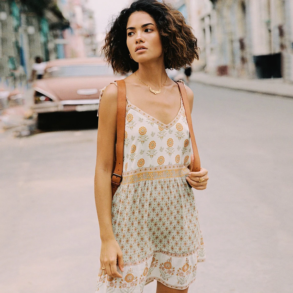 

Jastie Boho Floral Print Dress V-Neck Adjust Tie Slip Dresses Sleeveless Short Summer Dress Women Casual Beach Dresses Vestidos