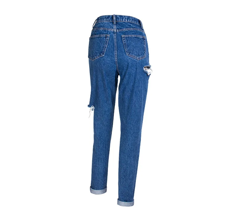 Jeans fashion high waist BF street style broken copper casual jeans ladies trousers (12)