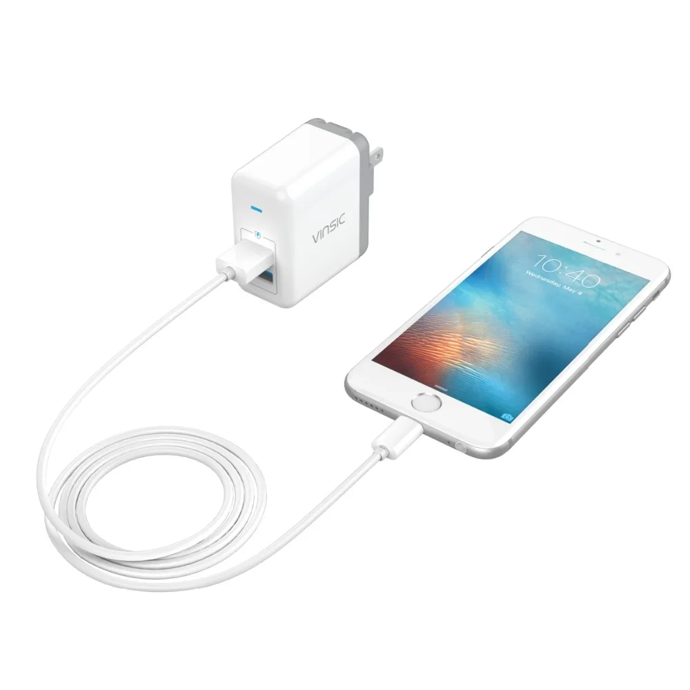 VINSIC 5V 4.8A портативный двойной USB зарядное устройство настенное адаптер для iPad iPhone X