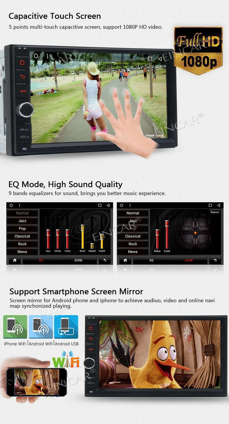 Sale Android Stereo 7.1 Headunit with support GPS Navigation Handsfree Bluetooth Wifi/4g/3g/Mirror Link OBD USB/SD Autoradio Free Map 7