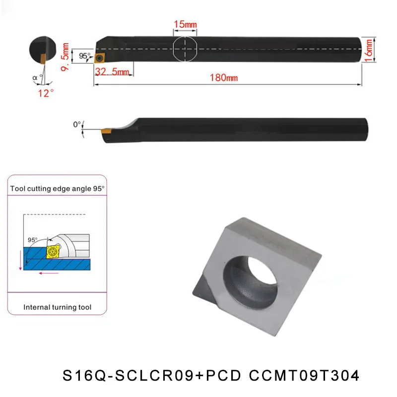 S16Q SCLCR09 + CCMT09T304PCD вставной винтовой тип внутренний токарный инструмент 95 градусов