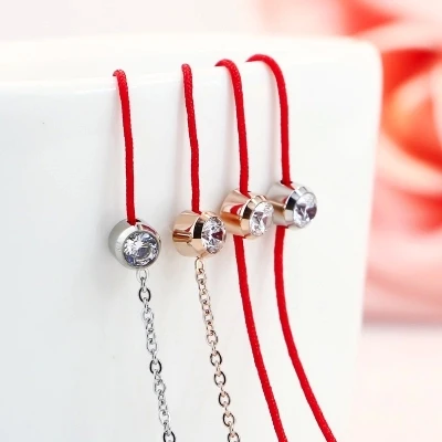 

Lose Money Promotion Wholesale Hot Selling Titanium Steel Rose Gold Color Red Rope Crystal Bracelet Woman Fashion Jewelry Gift