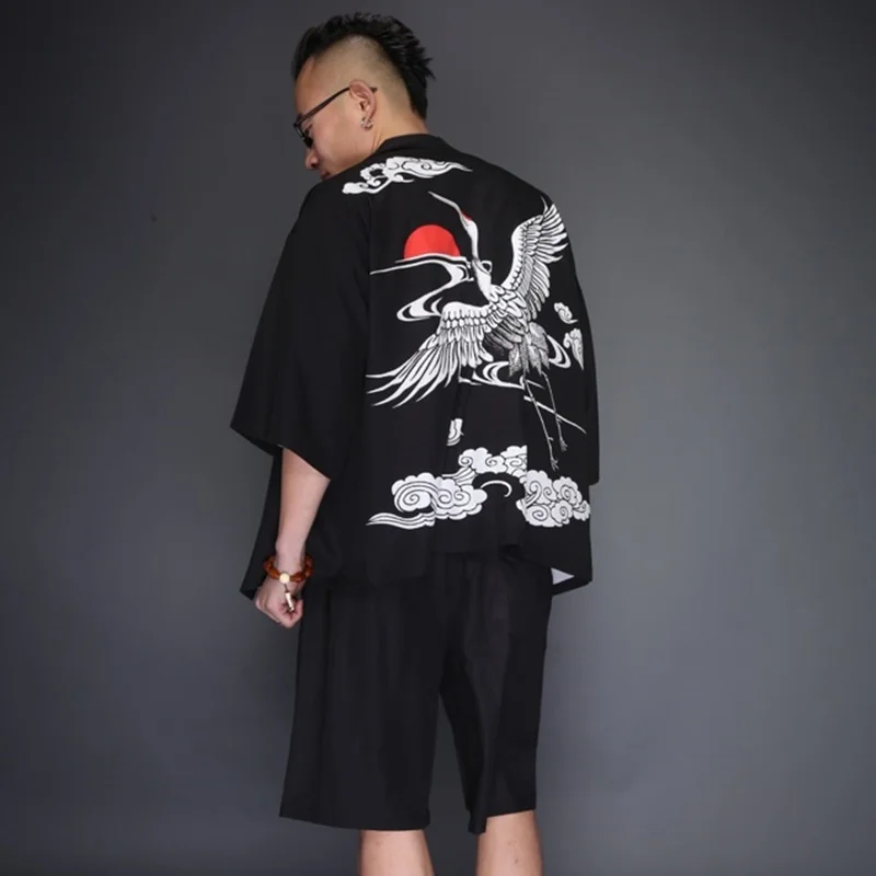 Японское кимоно кардиган для мужчин haori yukata мужской самурайский костюм одежда кимоно куртка мужская кимоно рубашка yukata haori TA475