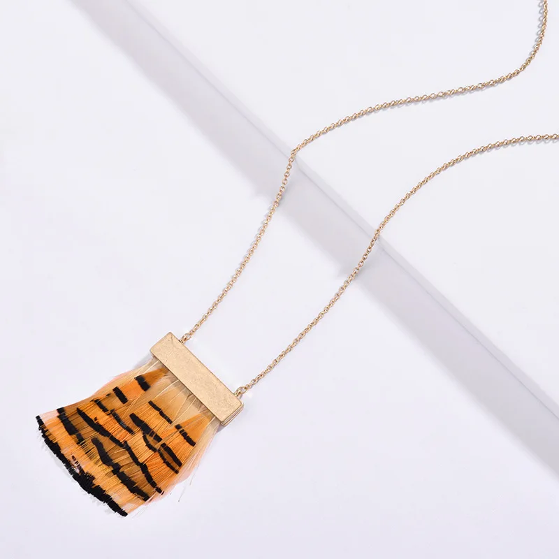 

LUNA CHIAO 80CM Chain Fashion Colored Bird Feather Pendant Necklaces for Women Vintage Boho Necklace Jewelry Gift for Girls