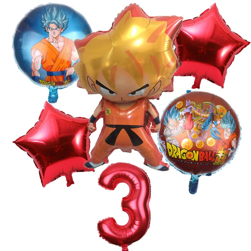 

6pcs 78*45cm Z Son Goku 18inch Dragon Ball Orange fluorescent star Foil 32 Inch Number balloon party decor supply layout decor