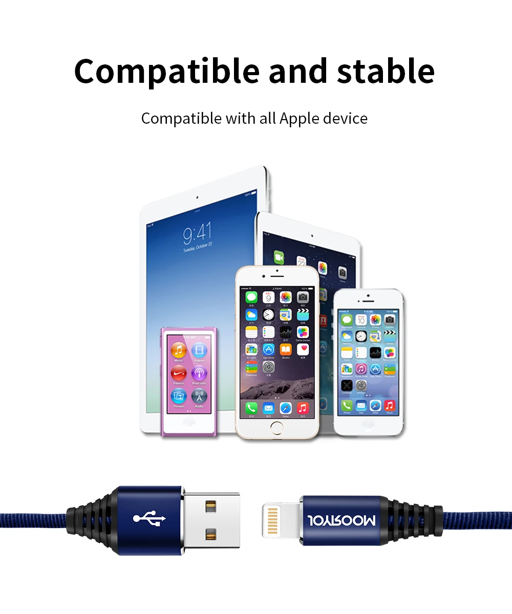 Joyroom Lightning USB кабель для передачи данных для iPhone 5 SE 6 7 7S 8 Plus X iPad Air нейлоновый зарядный кабель для Apple iPhone зарядный кабель