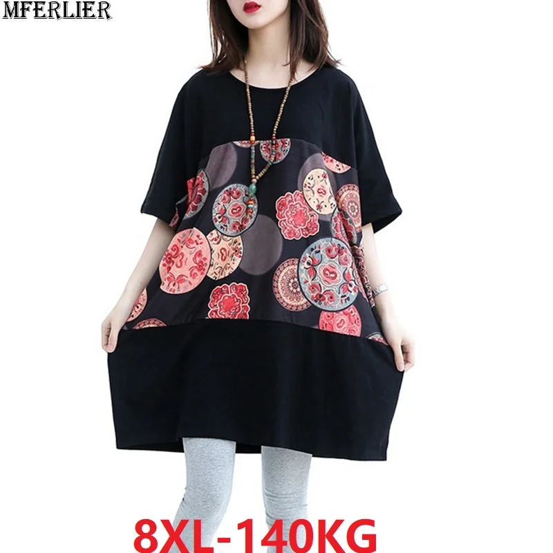 Большие размеры 6XL 7XL 8XL женские хлопковые футболки с рукавом летучая мышь летняя