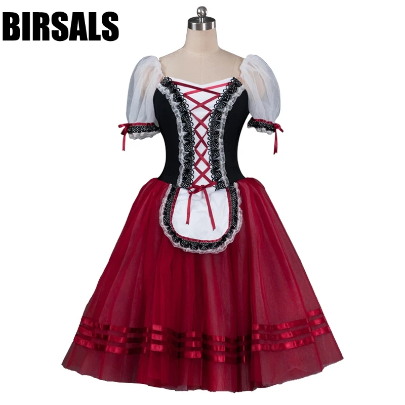 Burgundy Giselle Romantic Professional Ballet Tutu Dress Girls Maid Ballerina Classical Tutu Dress BT8904E
