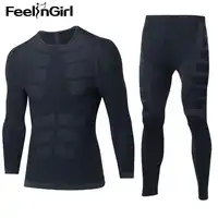 Feelingirl Male Elastic Winter Thermal Underwear Sets Tights Warm Quick Dry Compression Fleece Sweat Men Clothing Long Johns