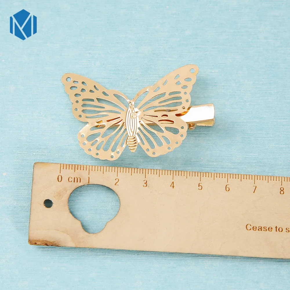 M MISM 1 Pair Cute Hair Clips For Baby Girls Party Golden Butterflies Hair Pins Metal Barrettes Headwear For Hair Accessories